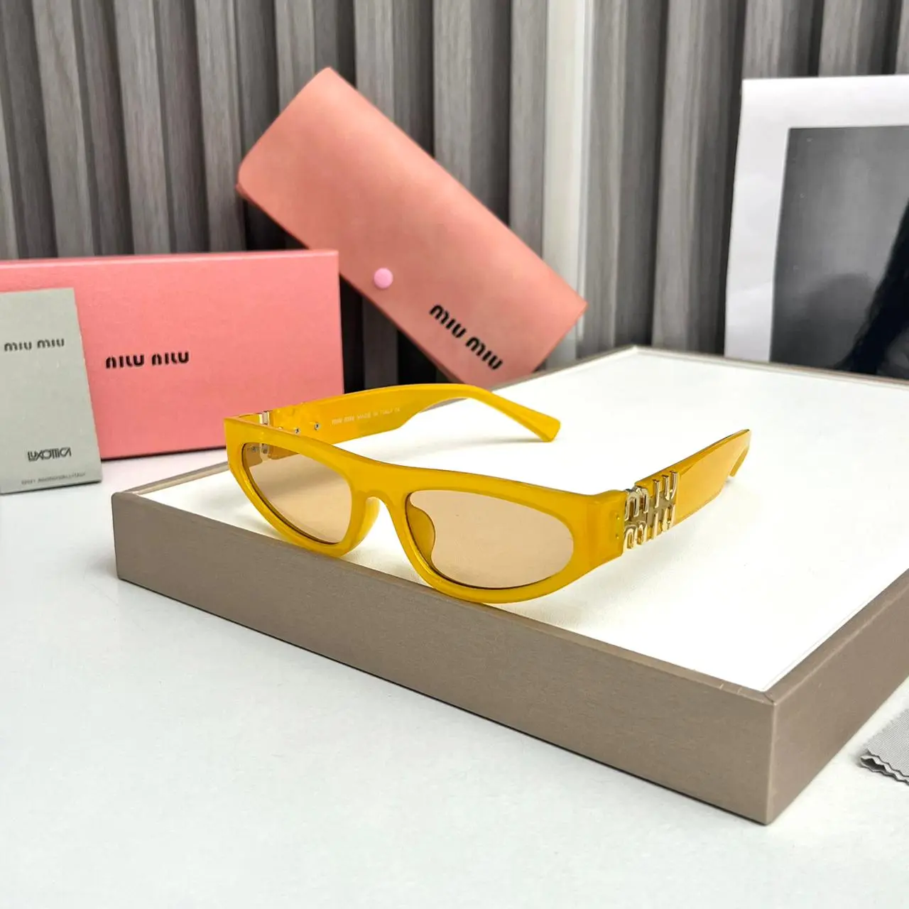 Miu-Miu-Cat-Eye-Yellow-Sunglass-Universal-Frame-1 Miu Miu Cat Eye Yellow Sunglass Universal Frame - Image 1