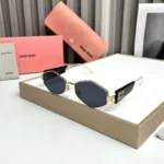 Miu Miu Hexagon Black-Gold Sunglasses Universal