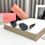 Miu Miu Hexagon Black-Silver Sunglasses - One Size
