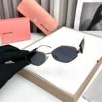 Miu Miu Hexagon Black-Silver Sunglasses - One Size - Image 2