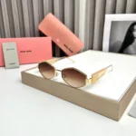 Miu Miu Hexagon Brown-Beige Sunglasses
