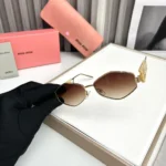 Miu Miu Hexagon Brown-Beige Sunglasses - Image 2