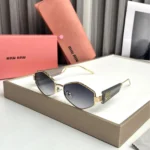 Miu Miu Hexagon Grey Sunglasses - One Size - UV Protection