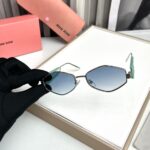 Miu Miu Hexagon Light Green-Blue Sunglasses - Image 2