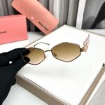 Miu Miu Hexagon Pink-Brown Sunglass - One Size - Image 2
