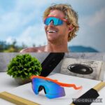 Oakley Sports Sunglasses Black Frame Blue Mirrored - Image 10