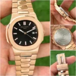 Patek Philippe 7AAA Rose Gold Black Dial Quartz 40mm - Image 2