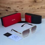 Prada Aviator Square Silver Dark Grey Sunglasses