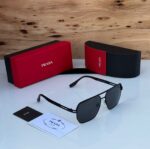 Prada Aviator Square Silver Dark Grey Sunglasses - Image 6