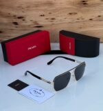 Prada Aviator Square Silver Dark Grey Sunglasses - Image 7