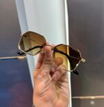 Prada Geometric Brown Gradient Gold Frame Sunglasses - Image 2