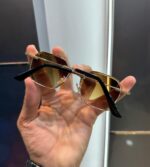 Prada Geometric Brown Gradient Gold Frame Sunglasses - Image 4
