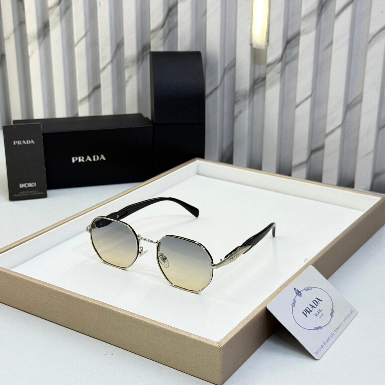 Prada-Geometric-Sunglasses-Black-Frame-UV-Protected-One-Size-1 Prada Geometric Sunglasses - Black Frame - UV Protected - One Size - Image 1