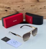 Prada Square Aviator Black-Gold Gradient Unisex