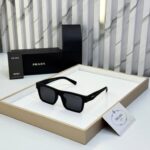 Prada Square Black Sunglasses Flat-Top UV Protection