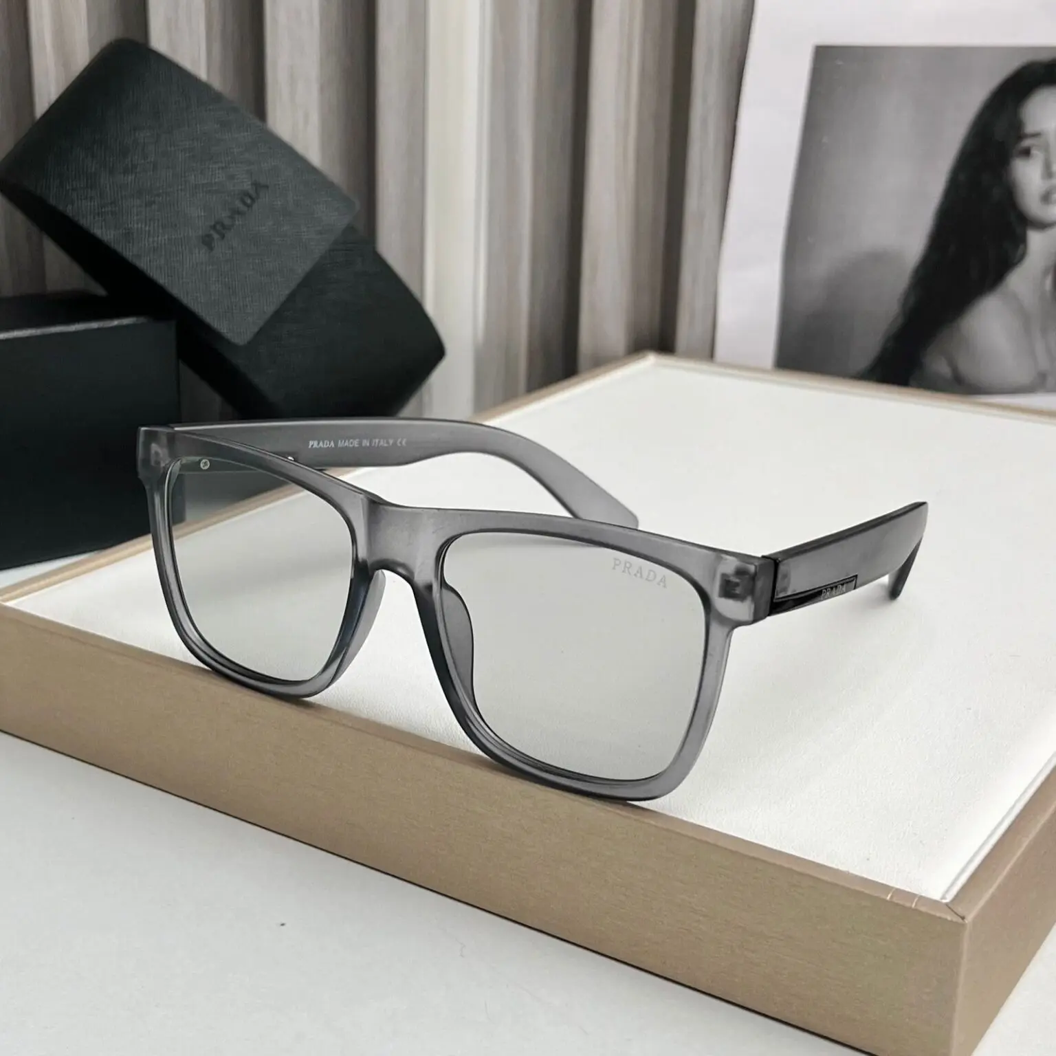 Prada-Square-Havana-Grey-Sunglasses-1 Prada Square Havana Grey Sunglasses - Image 1