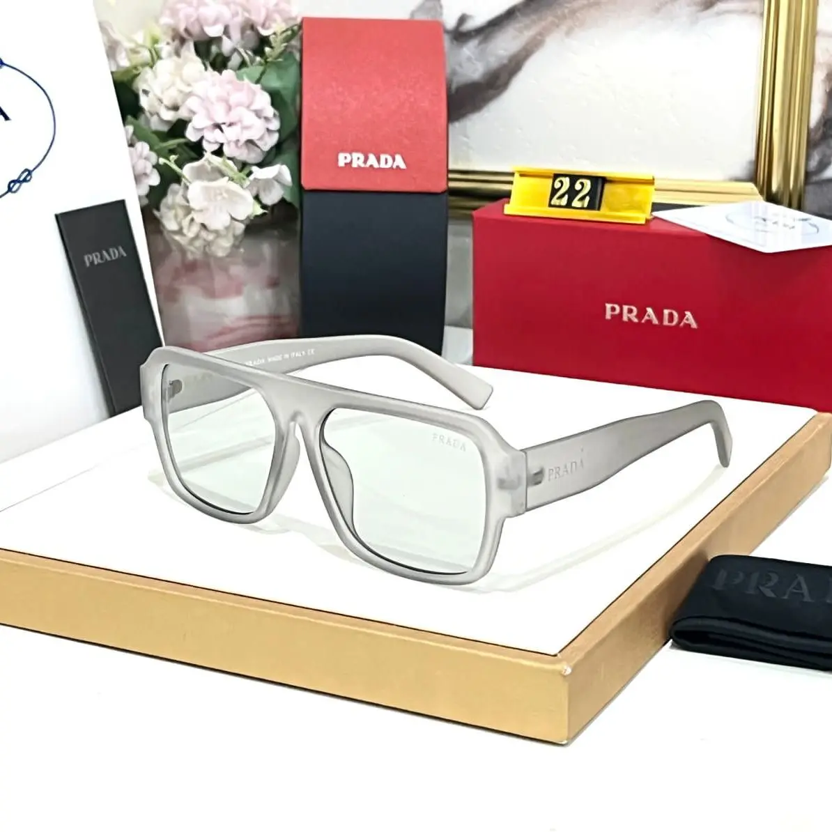 Prada-Wayfarer-Unisex-Sunglass-Black-1 Prada Wayfarer Unisex Sunglass Black - Image 1