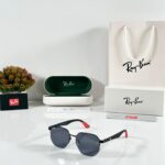 Ray-Ban 07 Square Red-Accented Metal Sunglasses