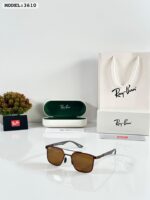 Ray-Ban 3610 Black-Brown Metal Square Sunglasses - Image 2