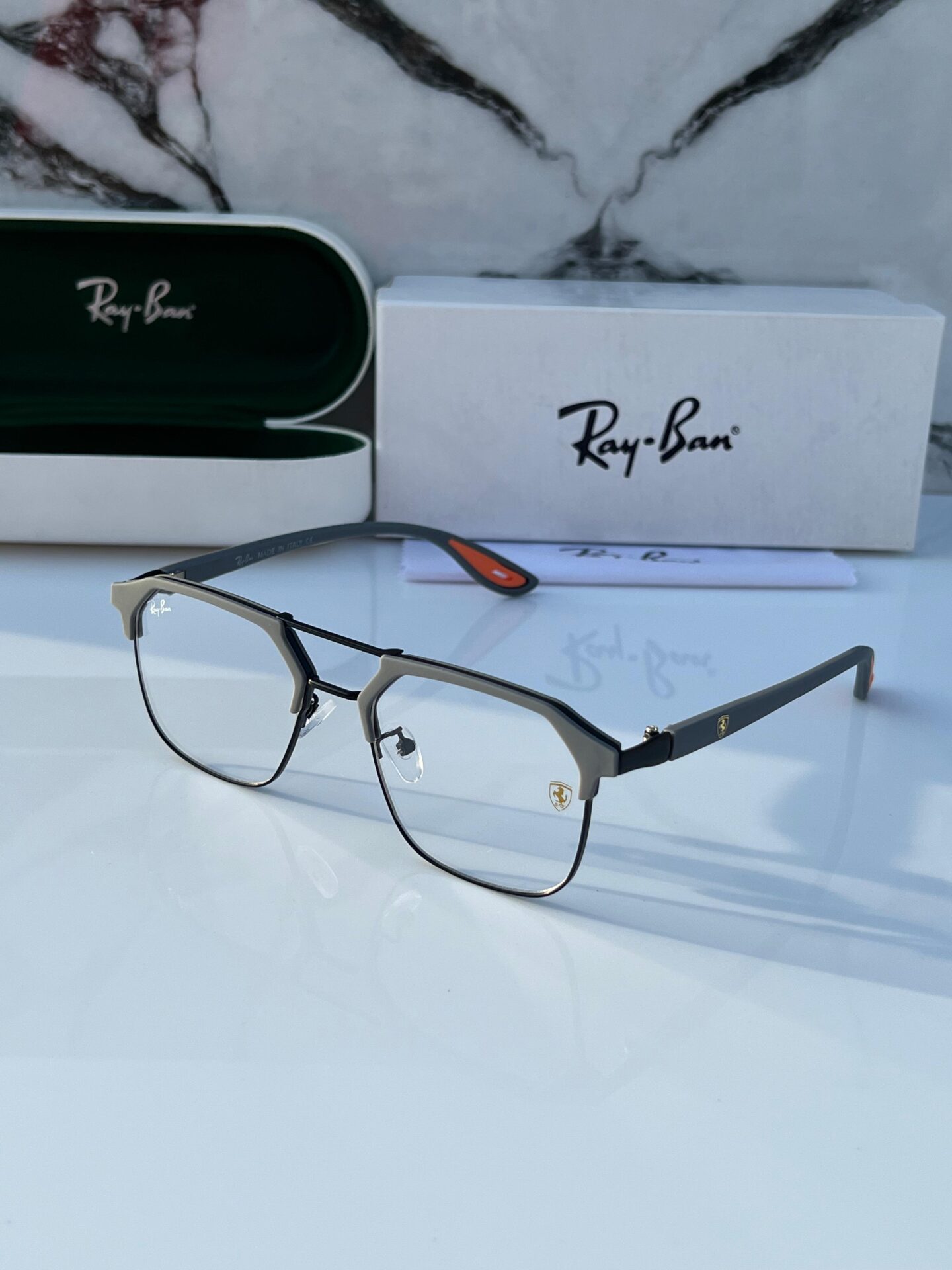 Ray-Ban-Ferrari-Edition-Square-Aviator-Sunglasses-1 Ray-Ban Ferrari Edition Square Aviator Sunglasses - Image 1