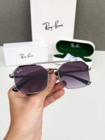 Ray-Ban Hexagonal Gray Metal Sunglasses - Image 2
