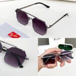 Ray-Ban Hexagonal Gray Metal Sunglasses - Image 3