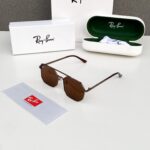 Ray-Ban Hexagonal Sunglasses Brown Lens Metal Frame