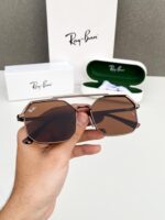Ray-Ban Hexagonal Sunglasses Brown Lens Metal Frame - Image 2