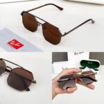 Ray-Ban Hexagonal Sunglasses Brown Lens Metal Frame - Image 3