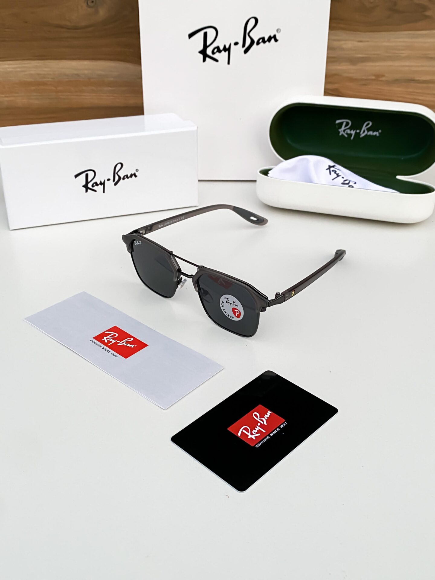 Ray-Ban-Matt-Black-Square-Polarized-Sunglasses-1 Ray-Ban Matt Black Square Polarized Sunglasses - Image 1