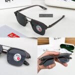 Ray-Ban Matt Black Square Polarized Sunglasses - Image 3