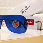 Ray-Ban Shield Blue Polarized Sunglasses Black Frame - Image 3