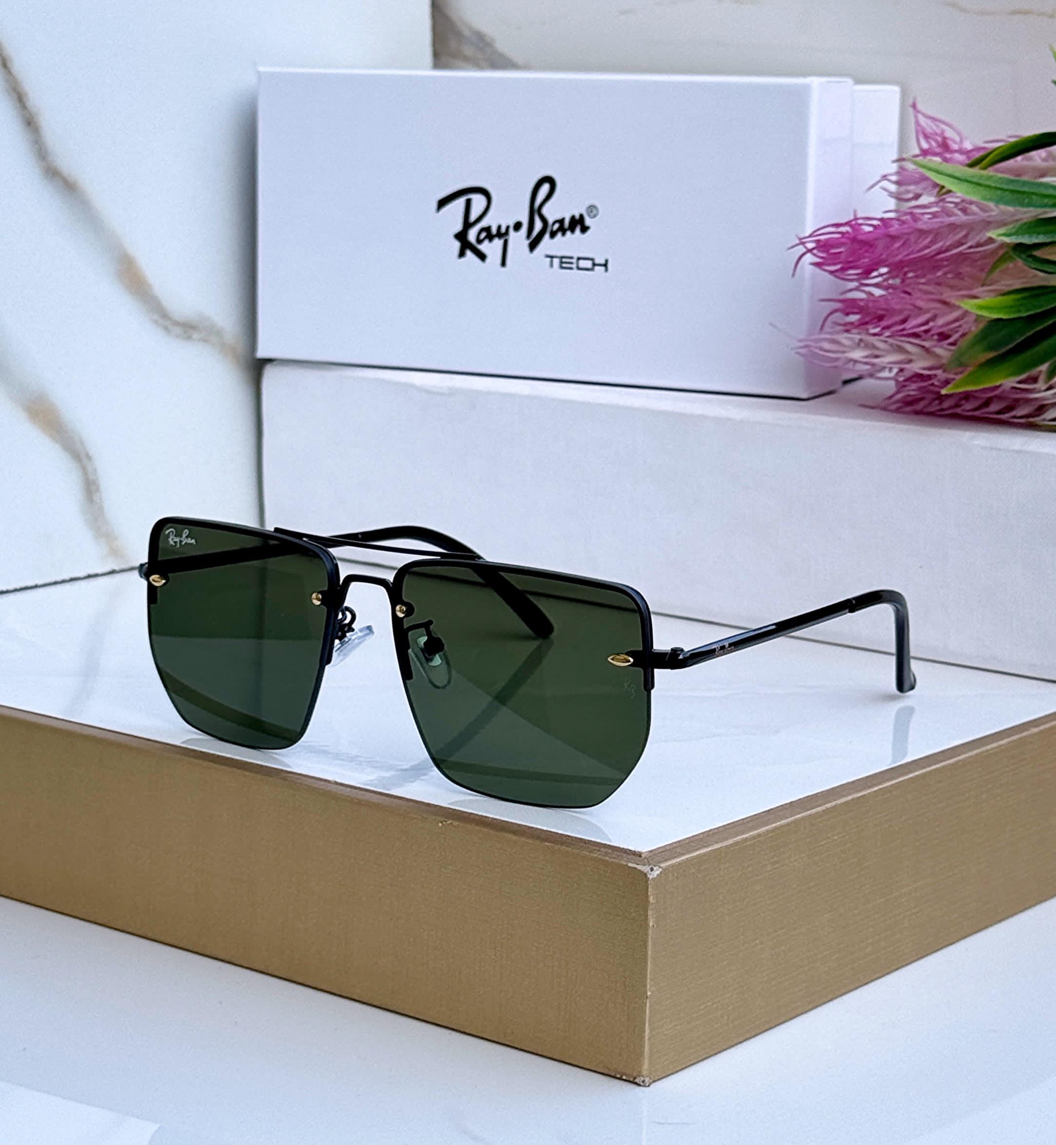 Ray-Ban-Square-Sunglasses-Black-Grey-Metal-Frame-1 Ray-Ban Square Sunglasses Black-Grey Metal Frame - Image 1