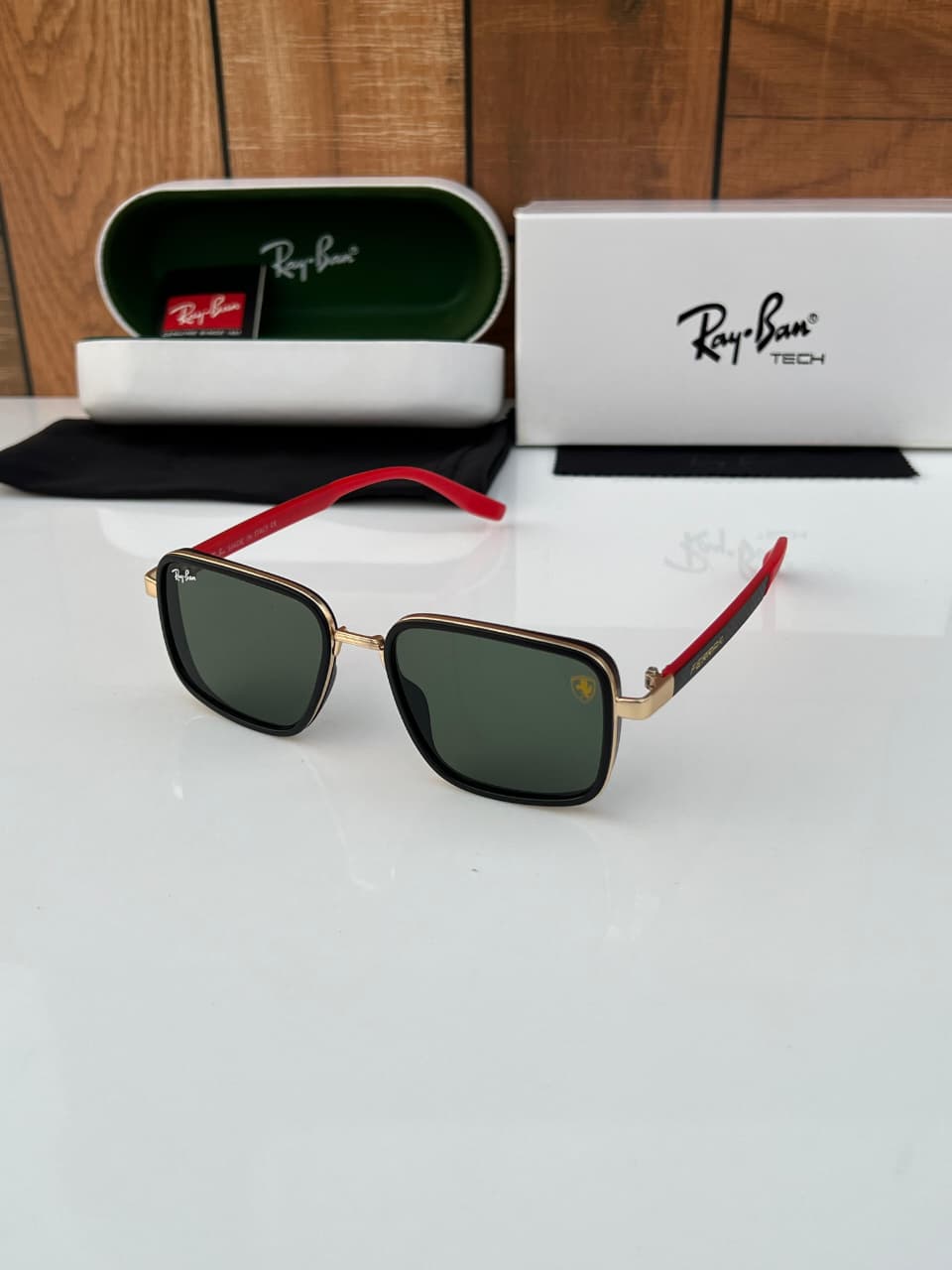 Ray-Ban-Tech-Ferrari-Edition-Gold-Black-Square-Sunglasses-1 Ray-Ban Tech Ferrari Edition Gold-Black Square Sunglasses - Image 1