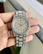 Rolex Date Silver Diamond Quartz 40MM