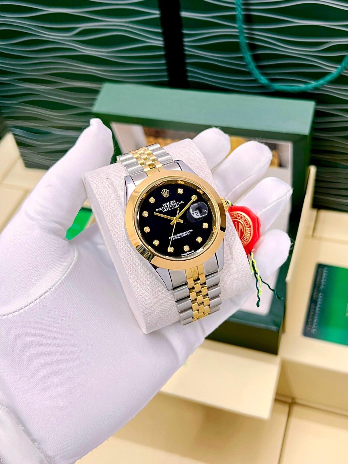 Rolex-Datejust-Gold-Black-Dial-41mm-Quartz-1 Rolex Datejust Gold Black Dial 41mm Quartz - Image 1