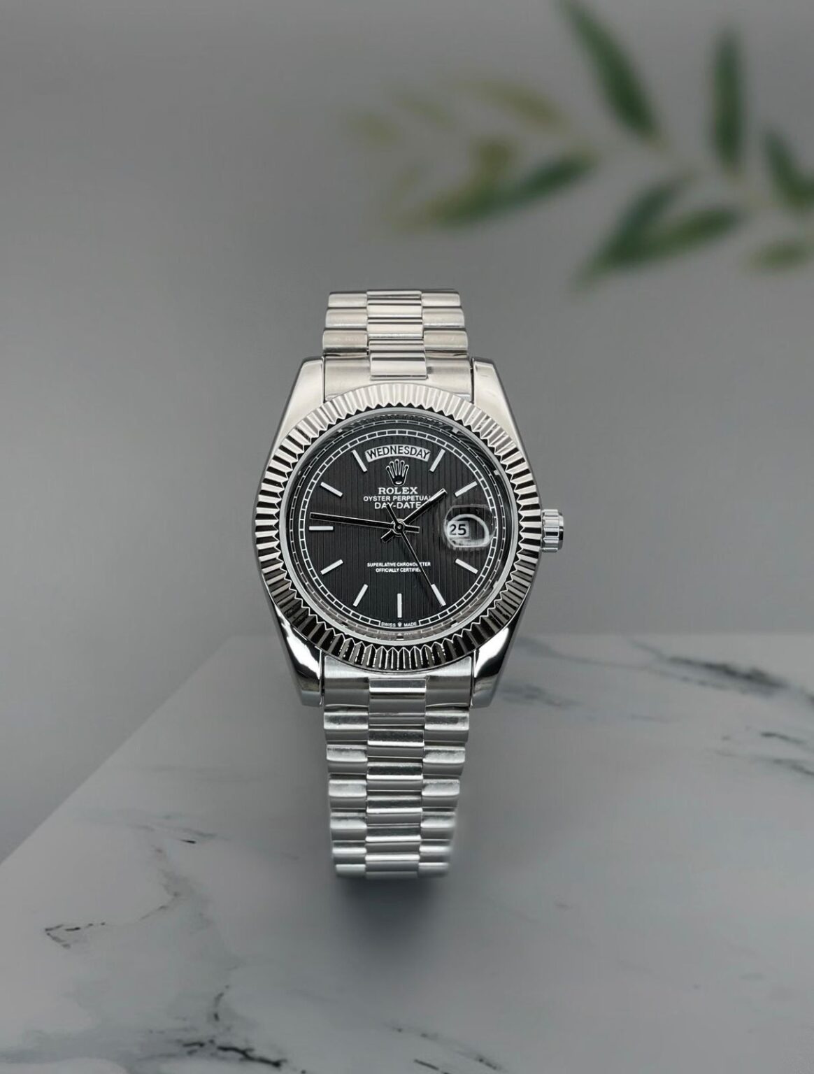 Rolex-Day-Date-Black-Dial-40mm-Quartz-1-1 Rolex Day-Date Black Dial 40mm Quartz - Image 1