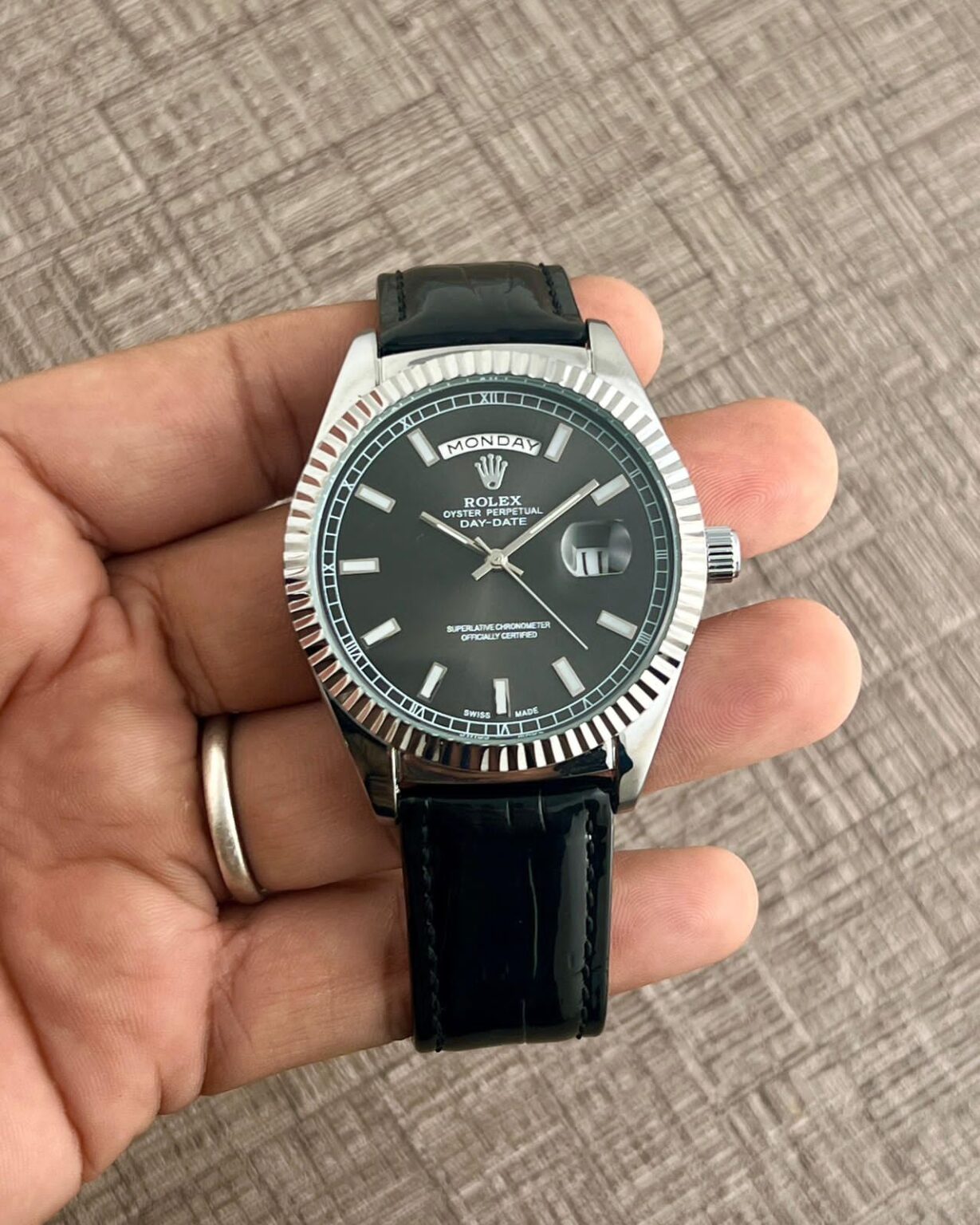 Rolex-Day-Date-Croco-Black-40MM-Quartz-1 Rolex Day-Date Croco Black 40MM Quartz - Image 1