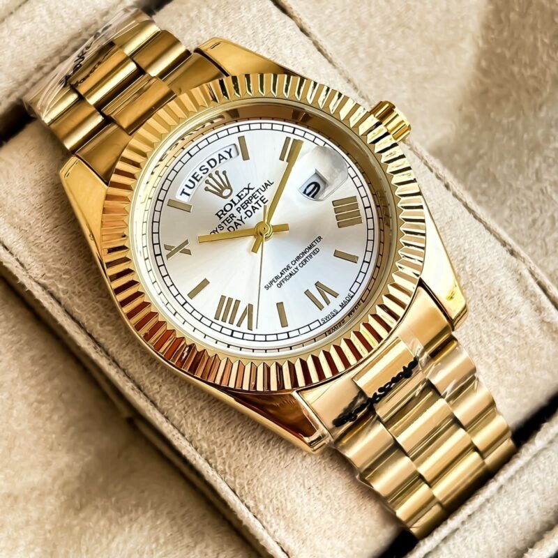 Rolex-Day-Date-Gold-White-Dial-40MM-Quartz-1 Rolex Day-Date Gold White Dial 40MM Quartz - Image 1