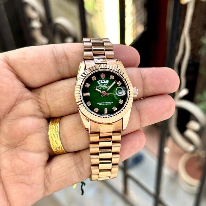 Rolex-Day-Date-Green-36MM-Quartz-Watch-1 Rolex Day Date Green 36MM Quartz Watch - Image 1