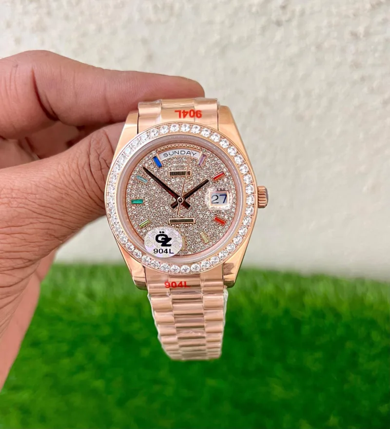 Rolex-Day-Date-Ring-Diamond-Rainbow-40MM-Automatic-1 Rolex Day-Date Ring Diamond Rainbow 40MM Automatic - Image 1