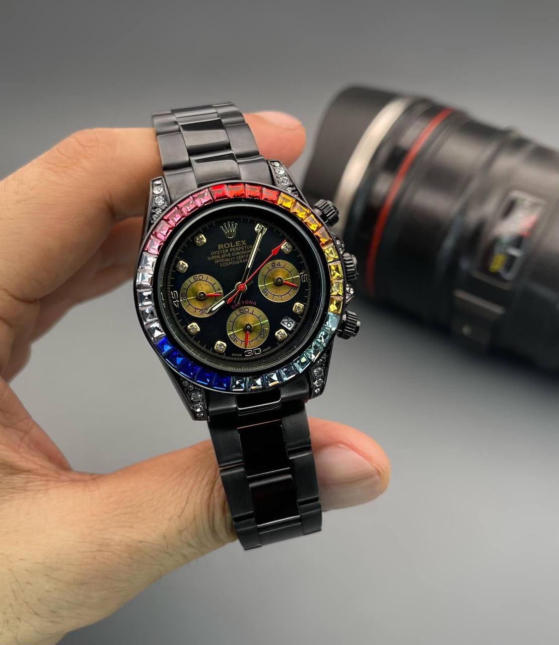 Rolex-Rainbow-Black-Dial-Quartz-41mm-1 Rolex Rainbow Black Dial Quartz 41mm - Image 1
