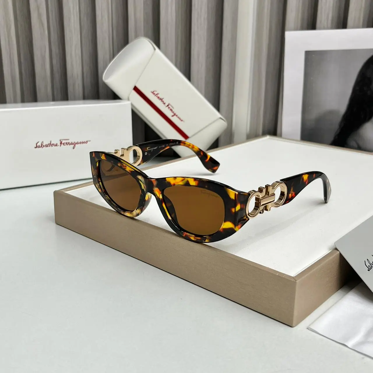 Salvatore-Ferragamo-Cat-Eye-Tortoiseshell-Sunglasses-1 Salvatore Ferragamo Cat-Eye Tortoiseshell Sunglasses - Image 1