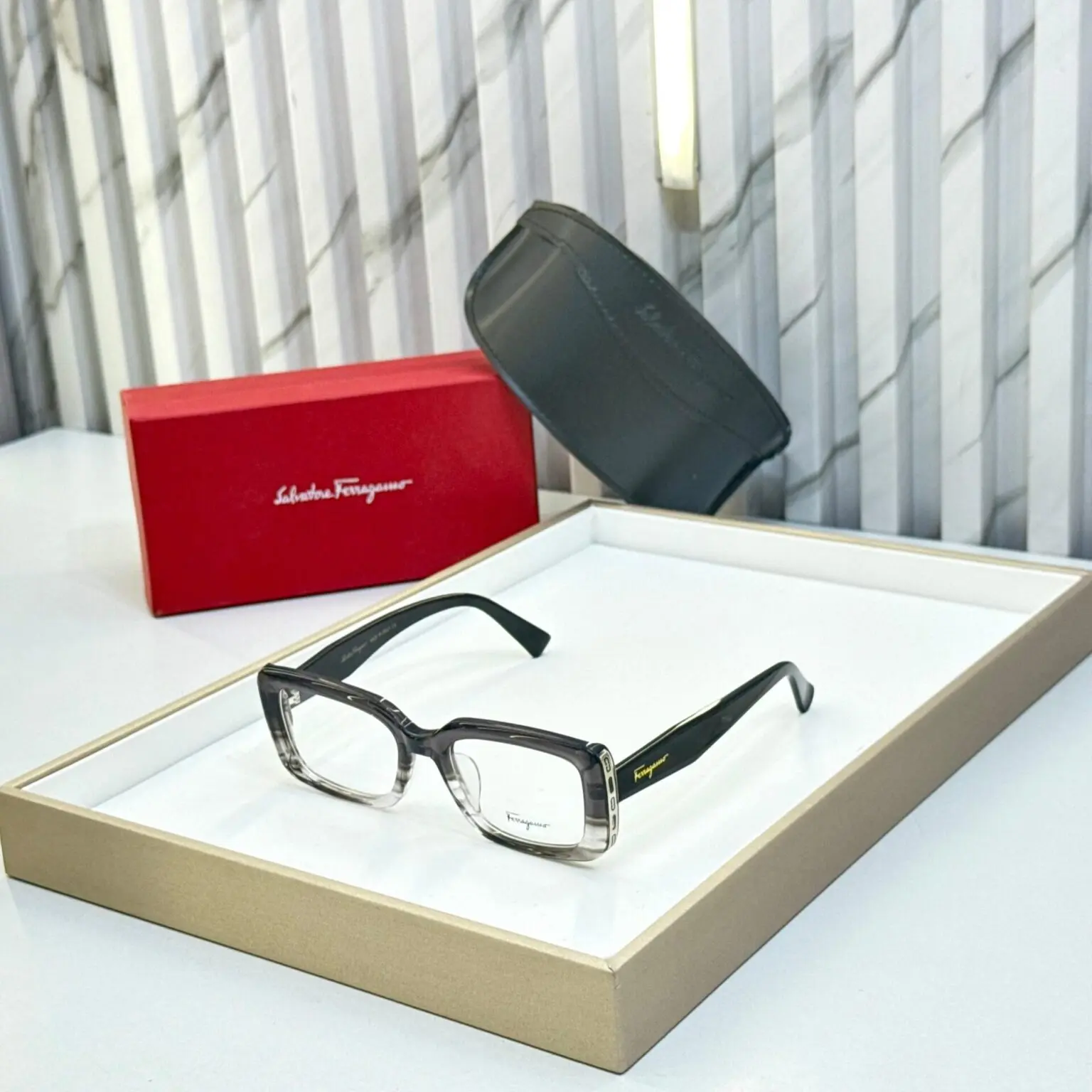 Salvatore-Ferragamo-Rectangular-Eyeglasses-UV-Protection-One-Size-1 Salvatore Ferragamo Rectangular Eyeglasses - UV Protection - One Size - Image 1