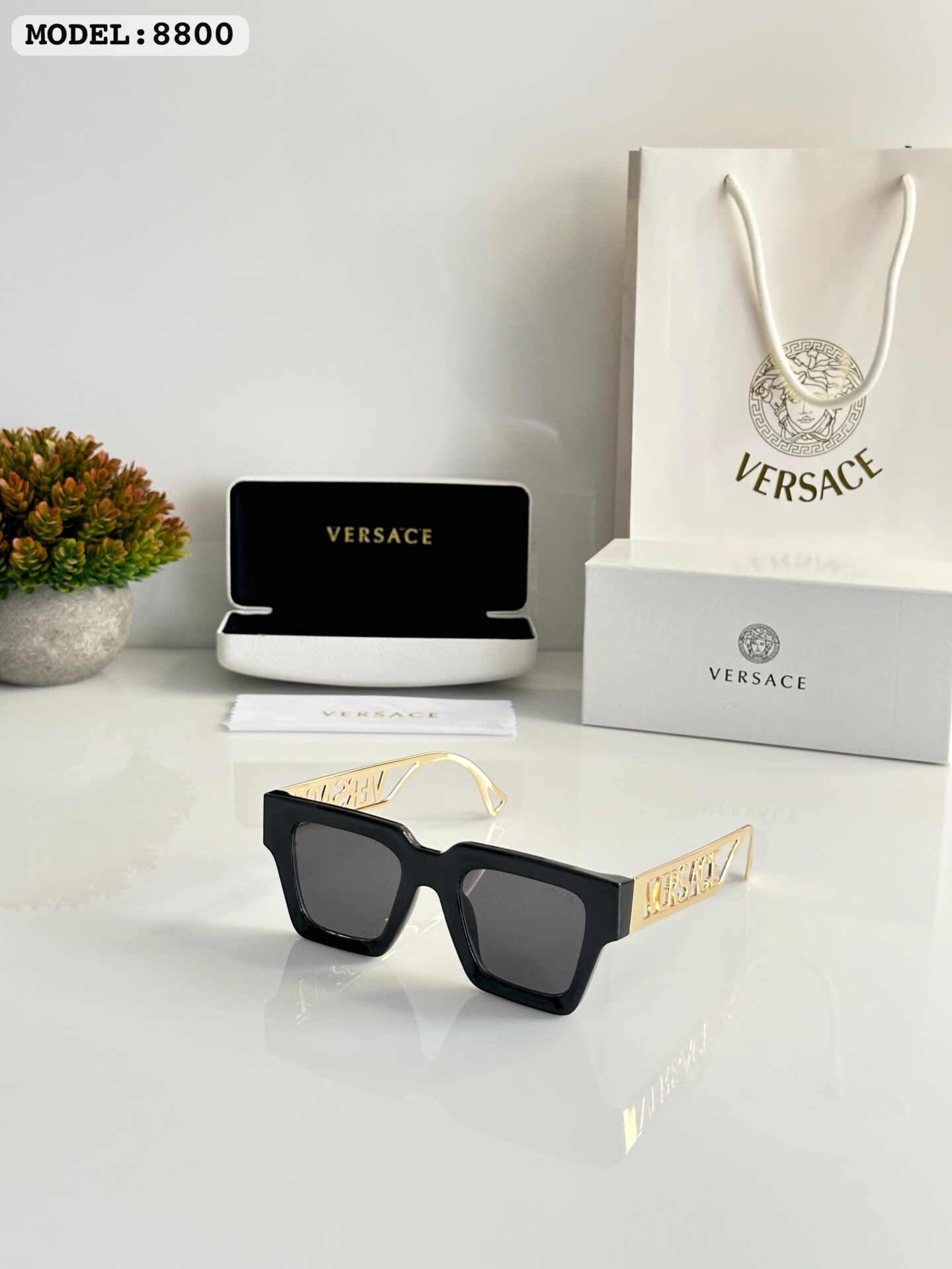 Versace-8800-Square-Black-Shades-1 Versace 8800 Square Black Shades - Image 1