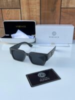 Versace Medusa Square Black Gold Sunglasses - Image 2
