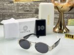 Versace Oval Metal Sunglasses Gold Green - Image 2
