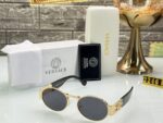 Versace Oval Metal Sunglasses Gold Green - Image 3
