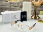 Versace Oval Metal Sunglasses Gold Green - Image 4