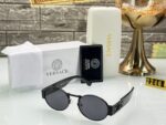 Versace Oval Metal Sunglasses Gold Green - Image 5